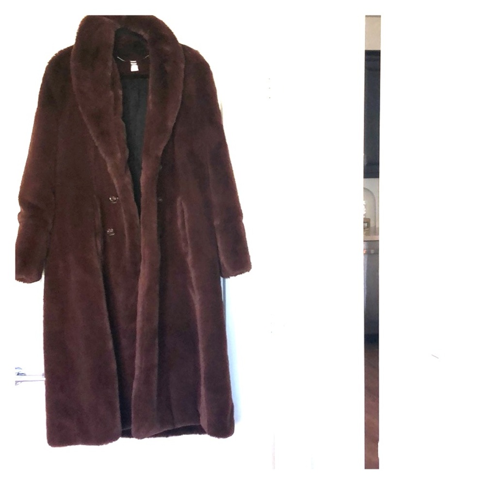 Brown faux fur teddy coat Med